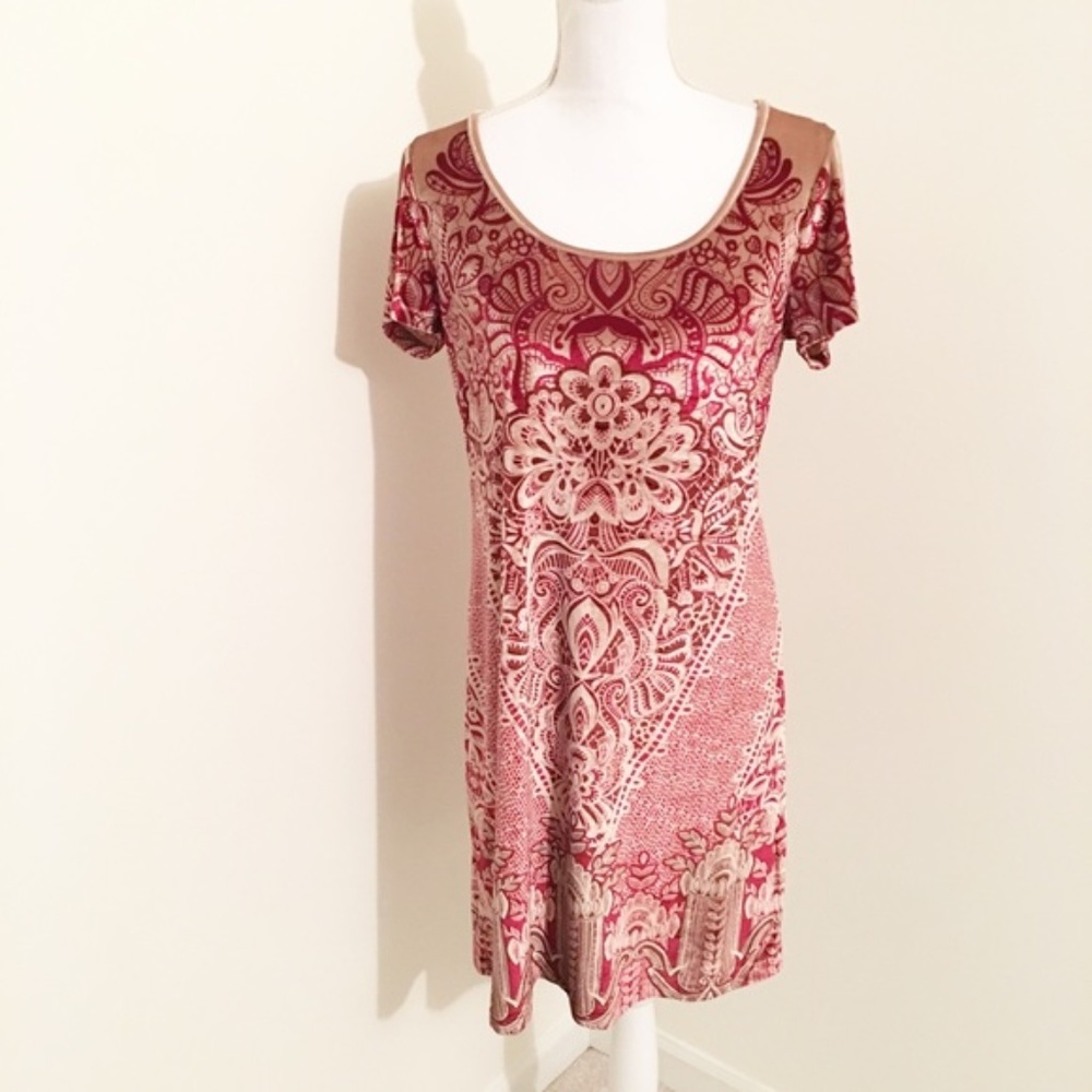 Lucky brand velvet red and gold dress